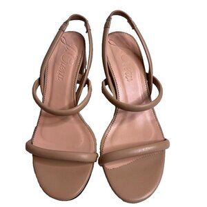 J.Crew $228 Lucie Slingback Block Heel Sandals Beige Size 6.5 BE786